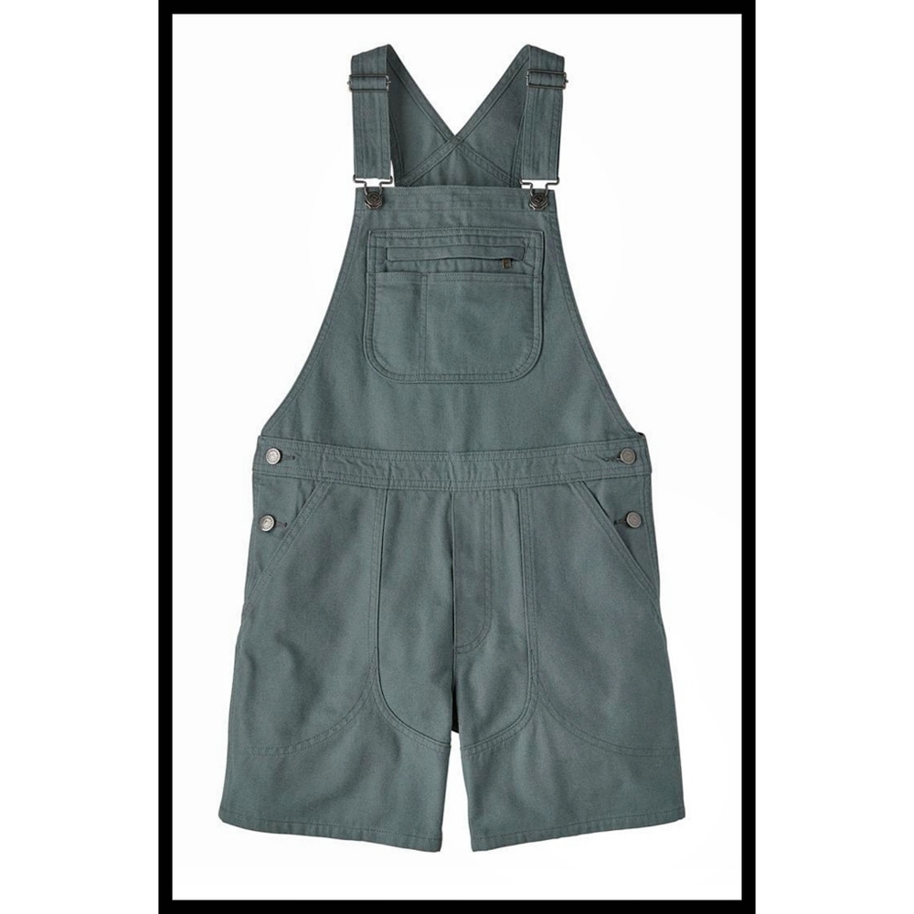 Patagonia Stand Up Bib Utility Shortalls Overalls Organic Cotton Green Gray XS - Picture 12 of 12